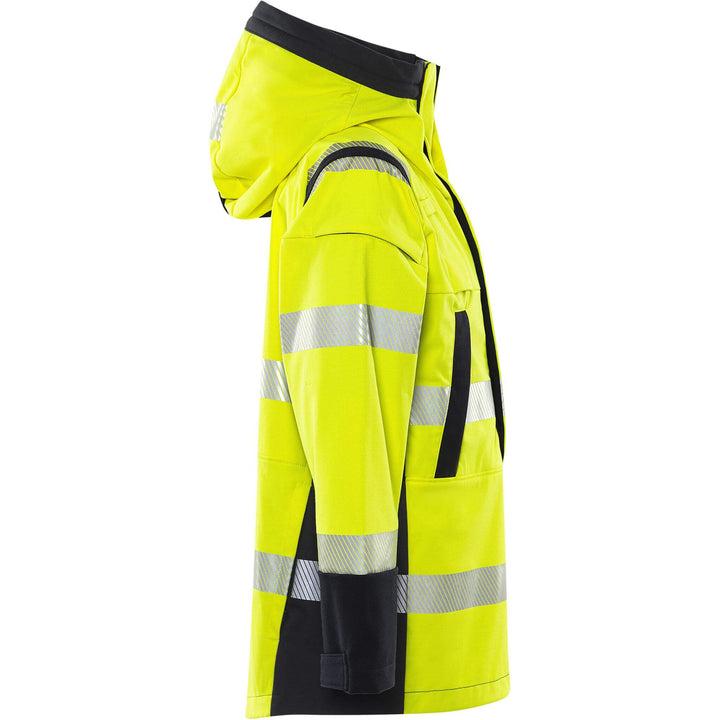 Fristads Flamestat Arc and Multi-Protective Flame Retardant Hi-Vis Softshell Anorak Jacket Class 3 - 4019 FSS Hi-Vis Yellow/Navy Back3#colour_hi-vis-yellow-navy