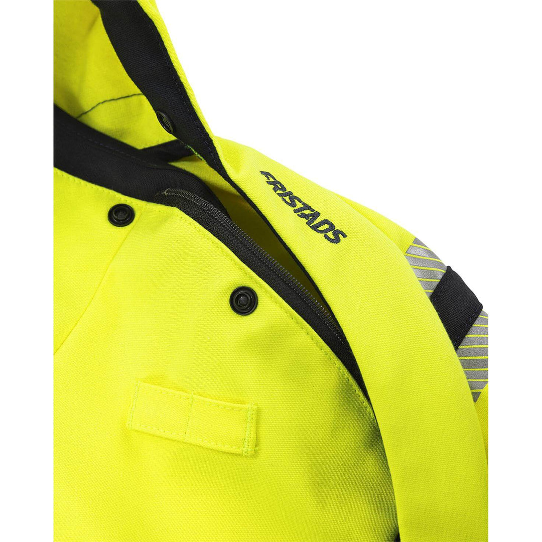 Fristads Flamestat Arc and Multi-Protective Flame Retardant Hi-Vis Softshell Anorak Jacket Class 3 - 4019 FSS Hi-Vis Yellow/Navy Detail2#colour_hi-vis-yellow-navy