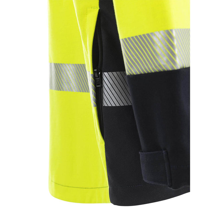 Fristads Flamestat Arc and Multi-Protective Flame Retardant Hi-Vis Softshell Anorak Jacket Class 3 - 4019 FSS Hi-Vis Yellow/Navy Detail3#colour_hi-vis-yellow-navy