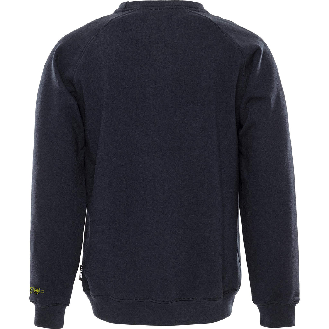 Fristads Flamestat Arc and Multi-Protective Flame Retardant Stretch Sweatshirt - 7180 MFRN Dark Navy Back1#colour_dark-navy