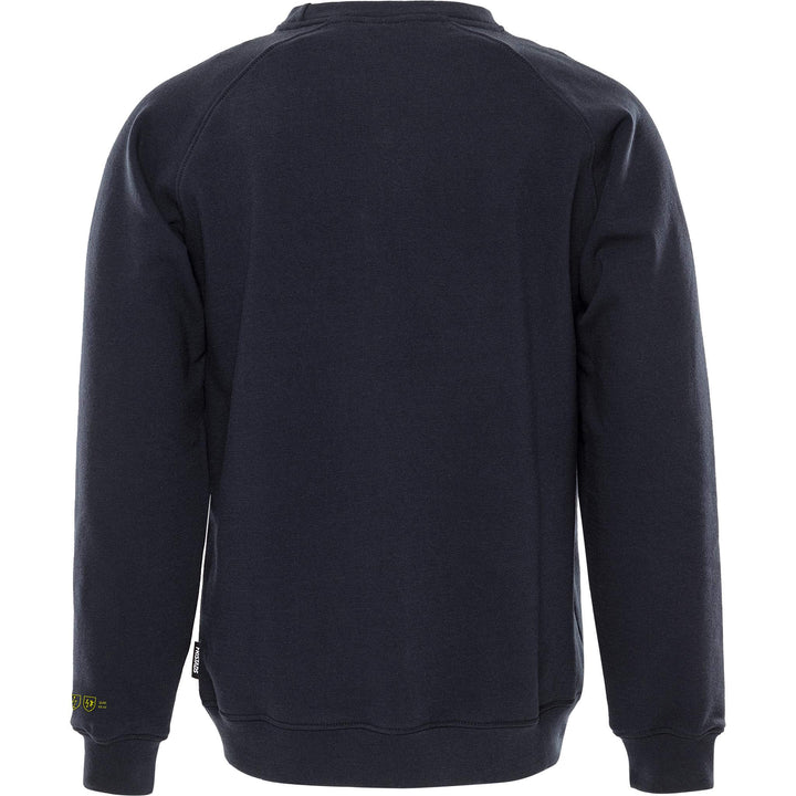 Fristads Flamestat Arc and Multi-Protective Flame Retardant Stretch Sweatshirt - 7180 MFRN Dark Navy Back1#colour_dark-navy