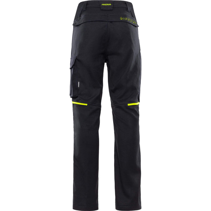 Fristads Flamestat Arc and Multi-Protective Flame Retardant Stretch Trousers - 2180 FSS Dark Navy/Hi-Vis Yellow Back1#colour_dark-navy-hi-vis-yellow
