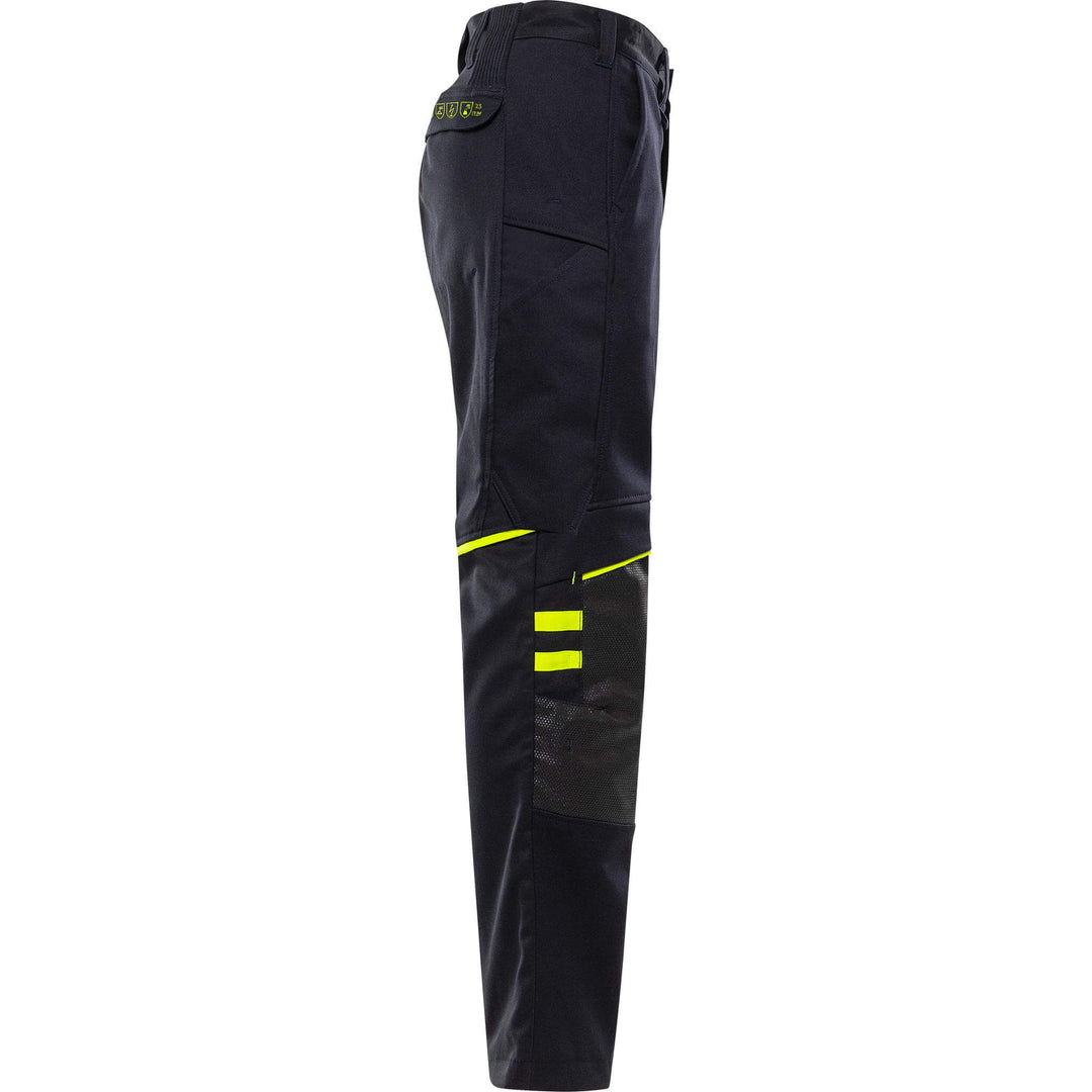 Fristads Flamestat Arc and Multi-Protective Flame Retardant Stretch Trousers - 2180 FSS Dark Navy/Hi-Vis Yellow Back3#colour_dark-navy-hi-vis-yellow