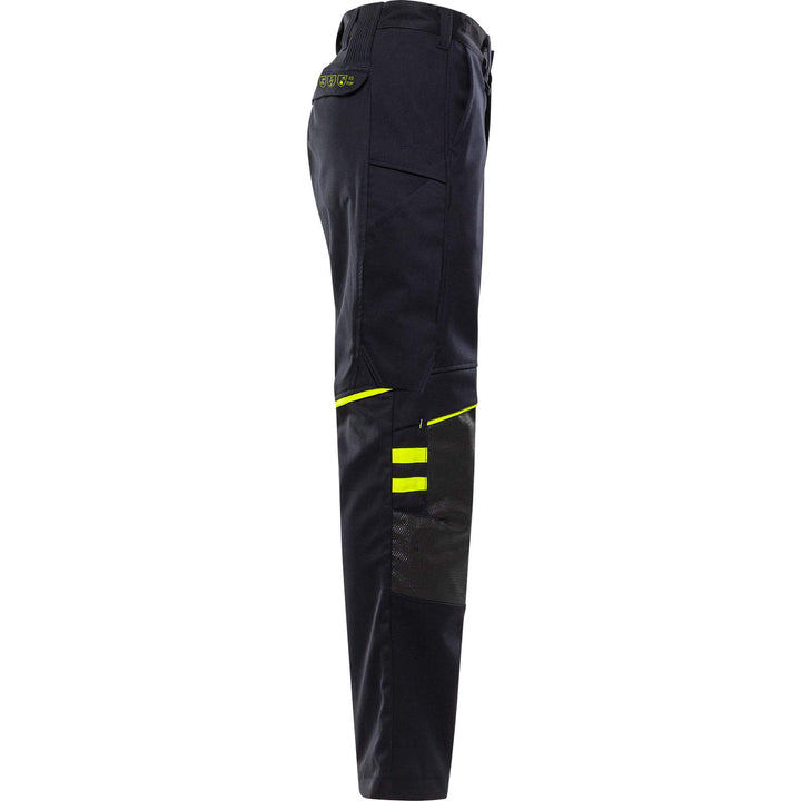 Fristads Flamestat Arc and Multi-Protective Flame Retardant Stretch Trousers - 2180 FSS Dark Navy/Hi-Vis Yellow Back3#colour_dark-navy-hi-vis-yellow