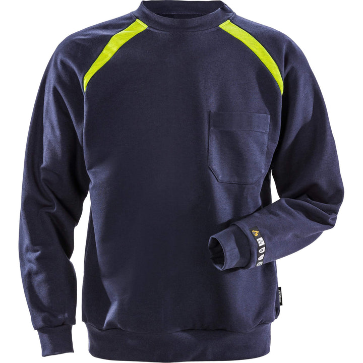 Fristads Flamestat FR Arc and Multi-protective Sweatshirt - 984 SFLA Navy Front1#colour_navy
