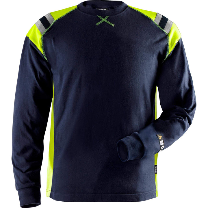 Fristads Flamestat Flame Retardant Arc and Multi-Protective Long Sleeve T-Shirt - 7072 TFLH Navy Front1#colour_navy
