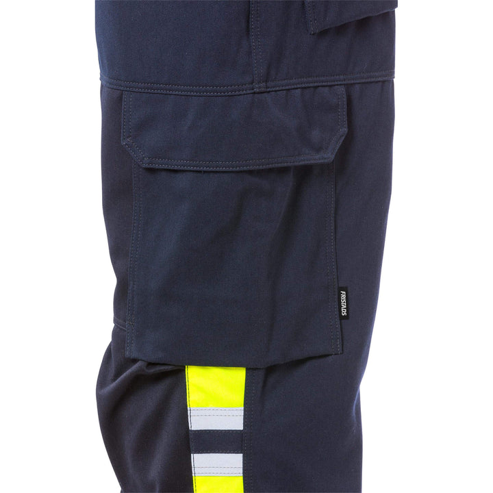 Fristads Flamestat Flame Retardant Trousers - 2165 MFA Navy/Hi-Vis Yellow Detail1#colour_navy-hi-vis-yellow