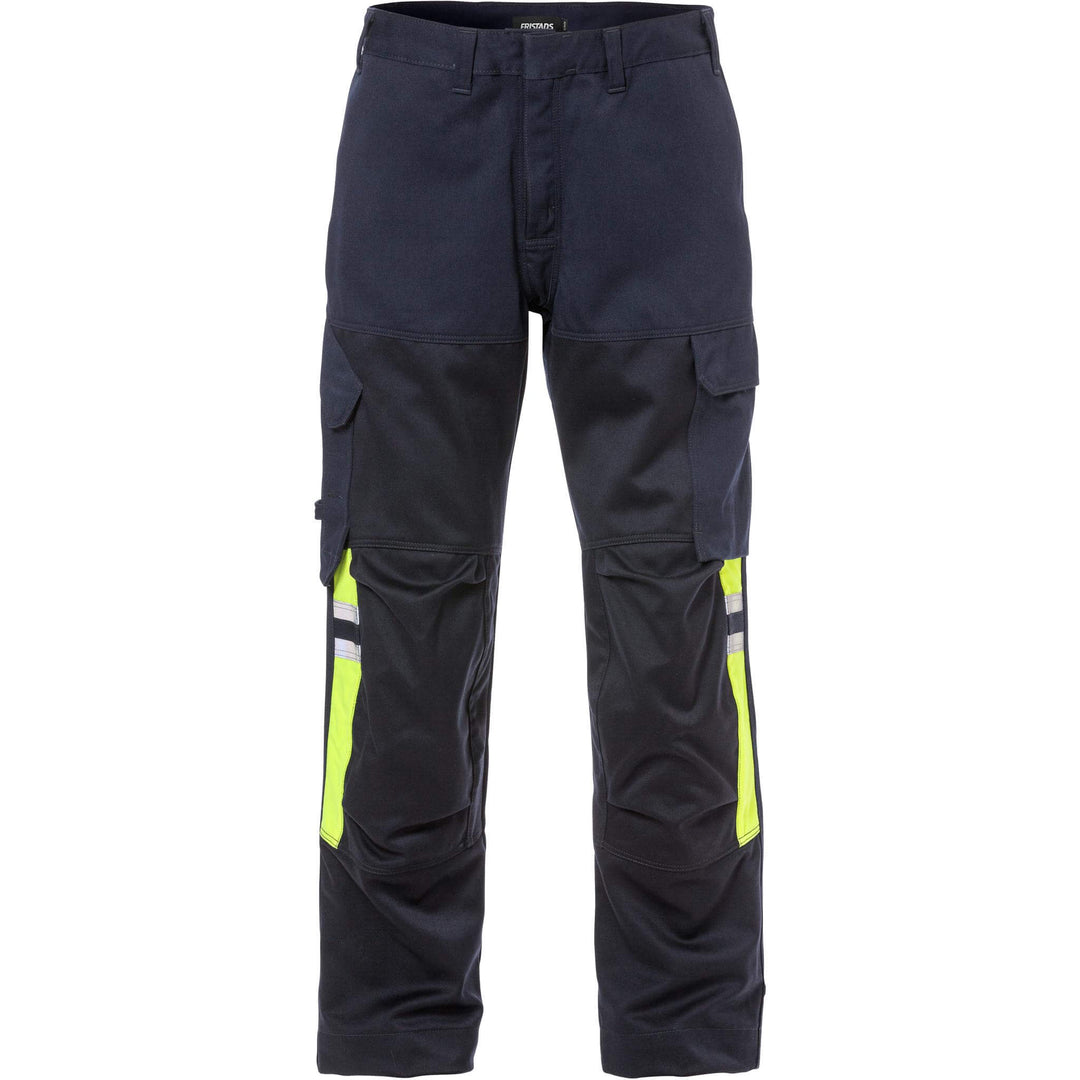 Fristads Flamestat Flame Retardant Trousers - 2165 MFA Navy/Hi-Vis Yellow Front1#colour_navy-hi-vis-yellow