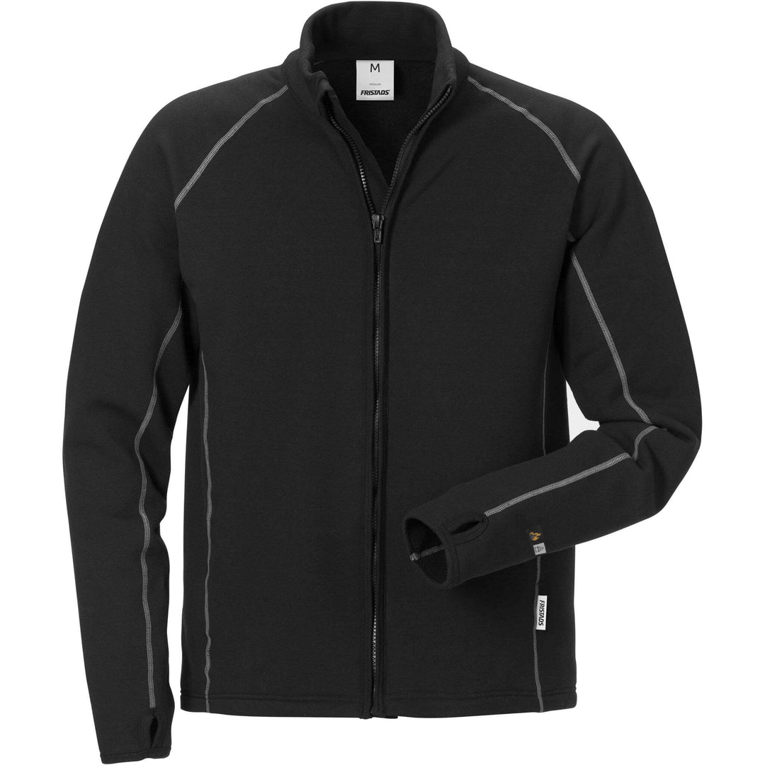 Fristads Flamestat Flame retardant Fleece Jacket - 7044 MFR Black Front1#colour_black
