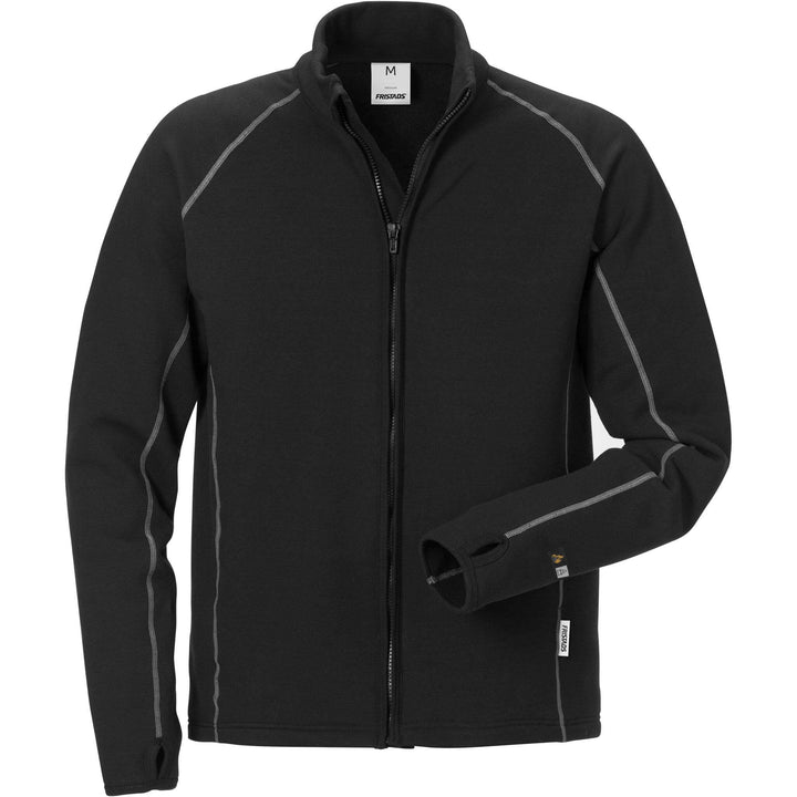 Fristads Flamestat Flame retardant Fleece Jacket - 7044 MFR Black Front1#colour_black