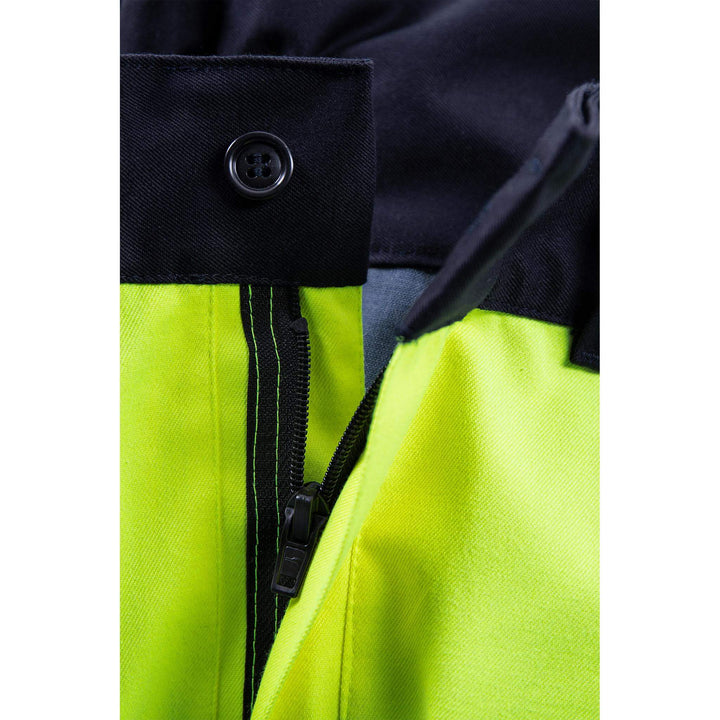 Fristads Flamestat Hi-Vis Arc and Multi-Protective Flame Retardant Airtech Waterproof Shell Trousers Class 2 - 2525 ATHR Hi-Vis Yellow/Navy Detail1#colour_hi-vis-yellow-navy