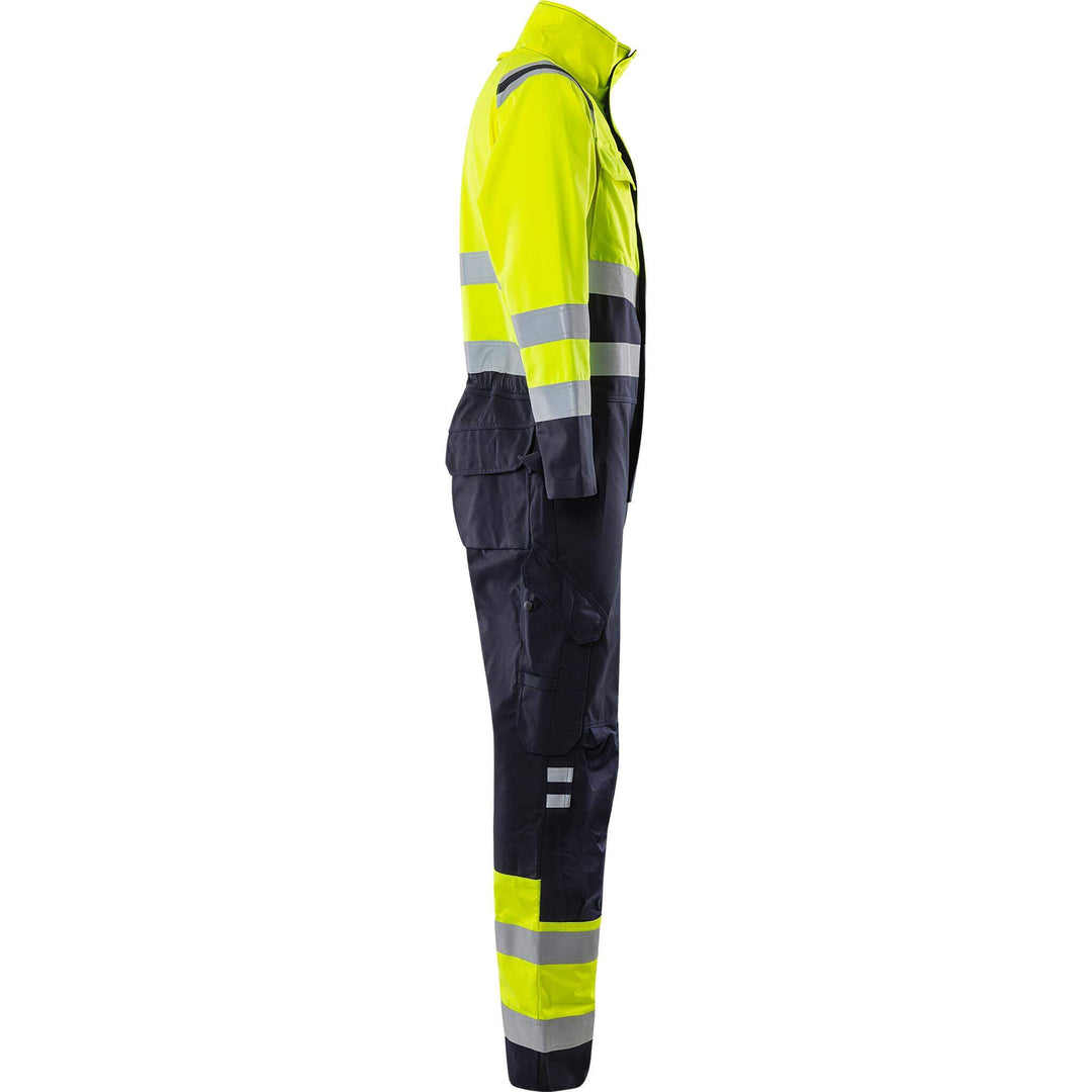 Fristads Flamestat Hi-Vis Arc and Multi-Protective Flame Retardant Coverall Class 3 - 8175 ATHS Hi-Vis Yellow/Navy Back3#colour_hi-vis-yellow-navy