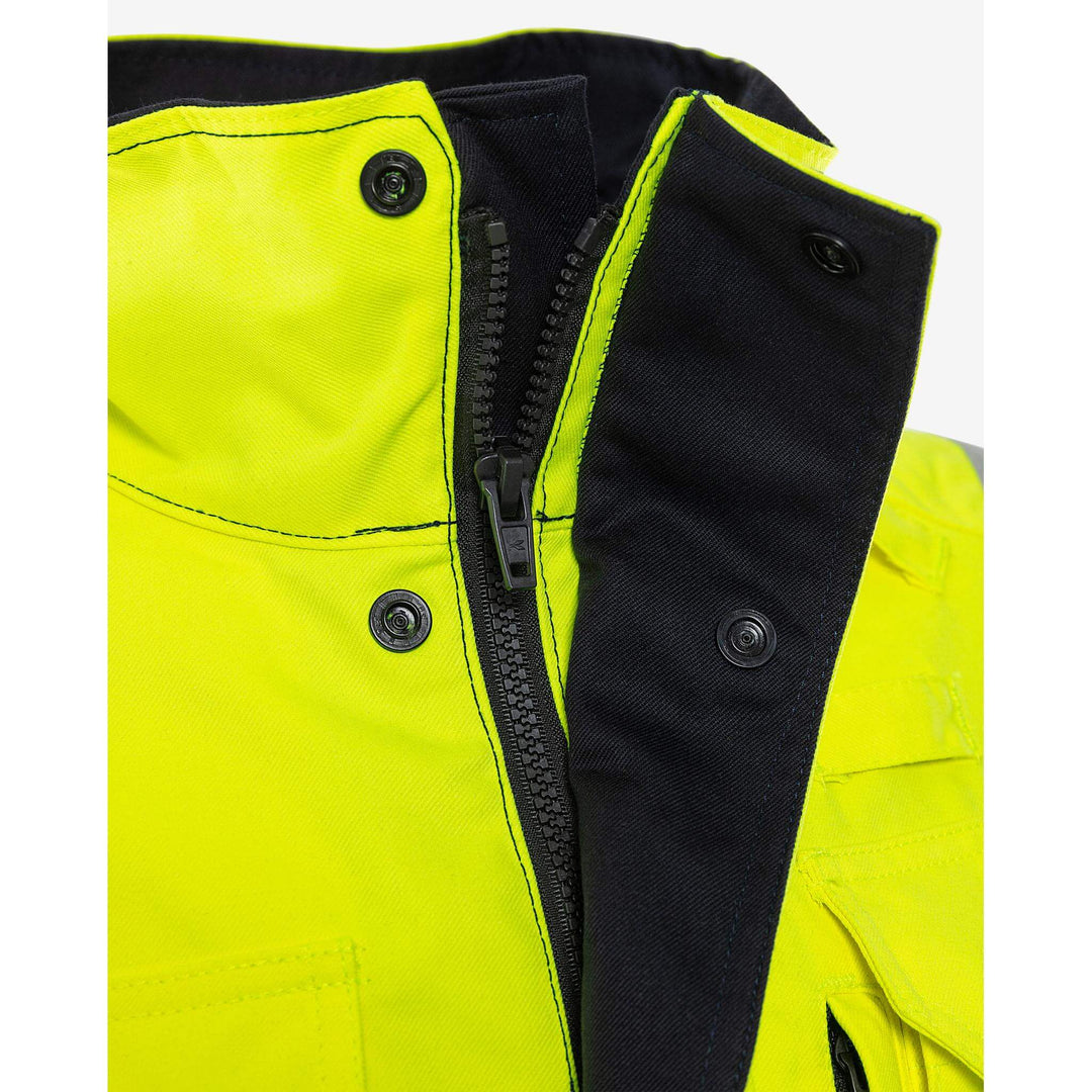 Fristads Flamestat Hi-Vis Arc and Multi-Protective Flame Retardant Coverall Class 3 - 8175 ATHS Hi-Vis Yellow/Navy Detail1#colour_hi-vis-yellow-navy