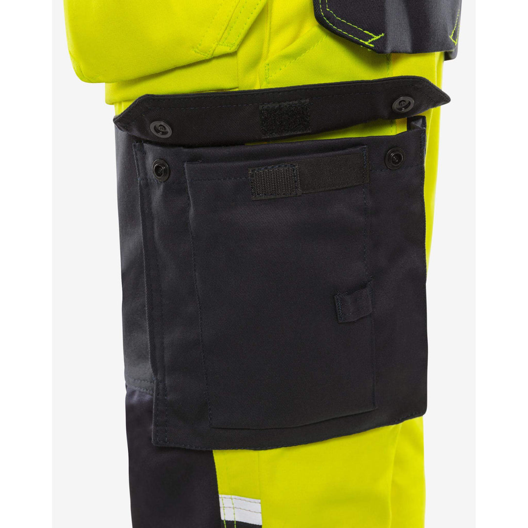 Fristads Flamestat Hi-Vis Arc and Multi-Protective Flame Retardant Craftsman Stretch Trousers Class 2 - 2167 ATHF Hi-Vis Yellow/Navy Detail1#colour_hi-vis-yellow-navy