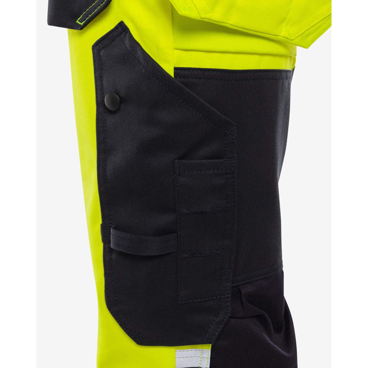Fristads Flamestat Hi-Vis Arc and Multi-Protective Flame Retardant Craftsman Stretch Trousers Class 2 - 2167 ATHF Hi-Vis Yellow/Navy Detail2#colour_hi-vis-yellow-navy