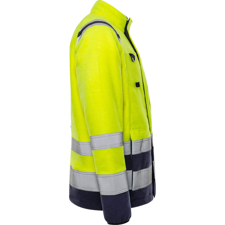 Fristads Flamestat Hi-Vis Arc and Multi-Protective Flame Retardant Fleece Jacket Class 3 - 4063 ATF Hi-Vis Yellow/Navy Back3#colour_hi-vis-yellow-navy