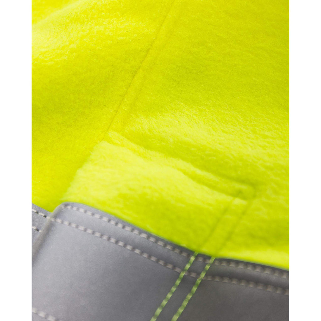 Fristads Flamestat Hi-Vis Arc and Multi-Protective Flame Retardant Fleece Jacket Class 3 - 4063 ATF Hi-Vis Yellow/Navy Detail1#colour_hi-vis-yellow-navy