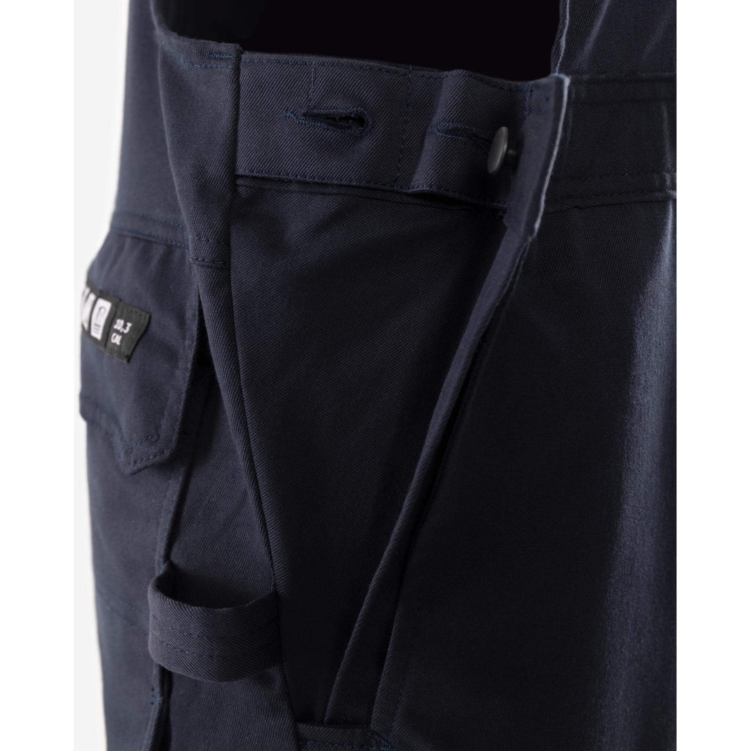 Fristads Flamestat Hi-Vis Arc and Multi-Protective Flame Retardant Stretch Bib and Brace Class 1 - 2168 ATHF Hi-Vis Yellow/Navy Detail1#colour_hi-vis-yellow-navy