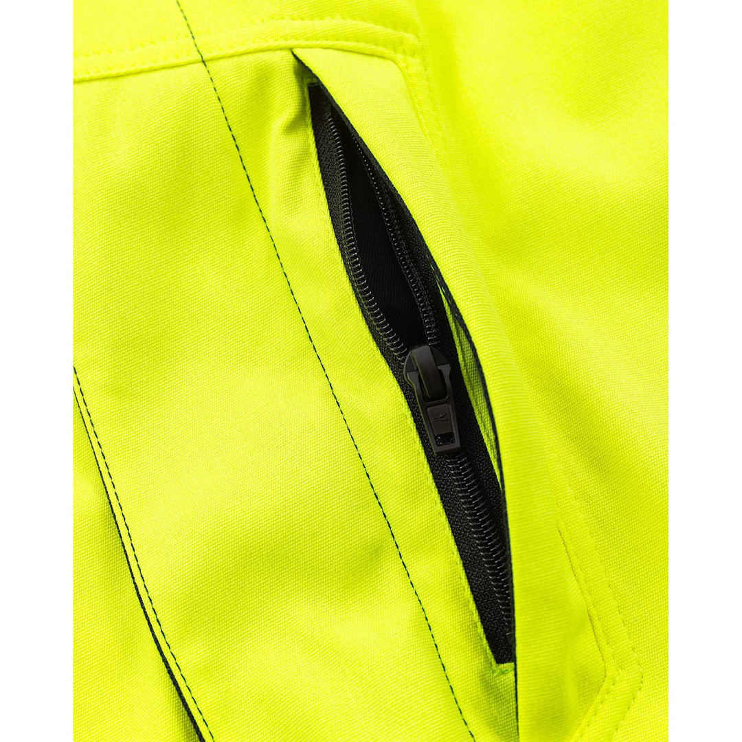 Fristads Flamestat Hi-Vis Arc and Multi-Protective Flame Retardant Stretch Softshell Jacket Class 3 - 4016 FSS Hi-Vis Yellow/Navy Detail2#colour_hi-vis-yellow-navy
