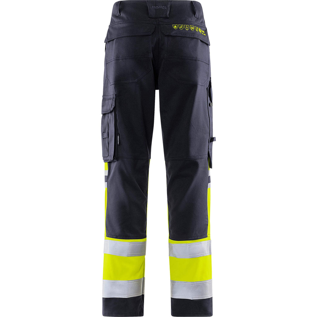 Fristads Flamestat Hi-Vis Arc and Multi-Protective Flame Retardant Stretch Trousers Class 1 - 2162 ATHF Hi-Vis Yellow/Navy Back1#colour_hi-vis-yellow-navy
