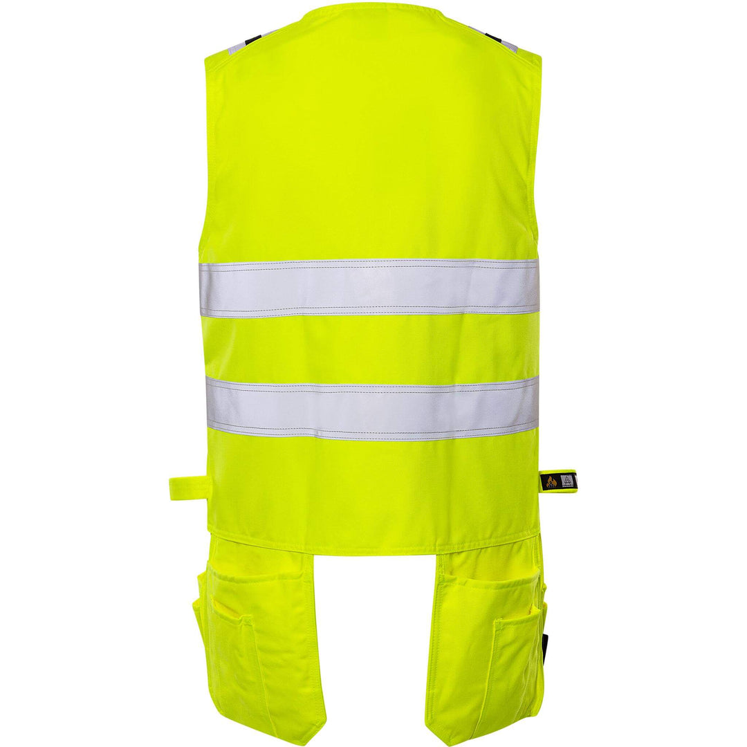 Fristads Flamestat Hi-Vis Flame Retardant Arc Waistcoat Class 2 - 5075 ATHS Hi-Vis Yellow Back1#colour_hi-vis-yellow