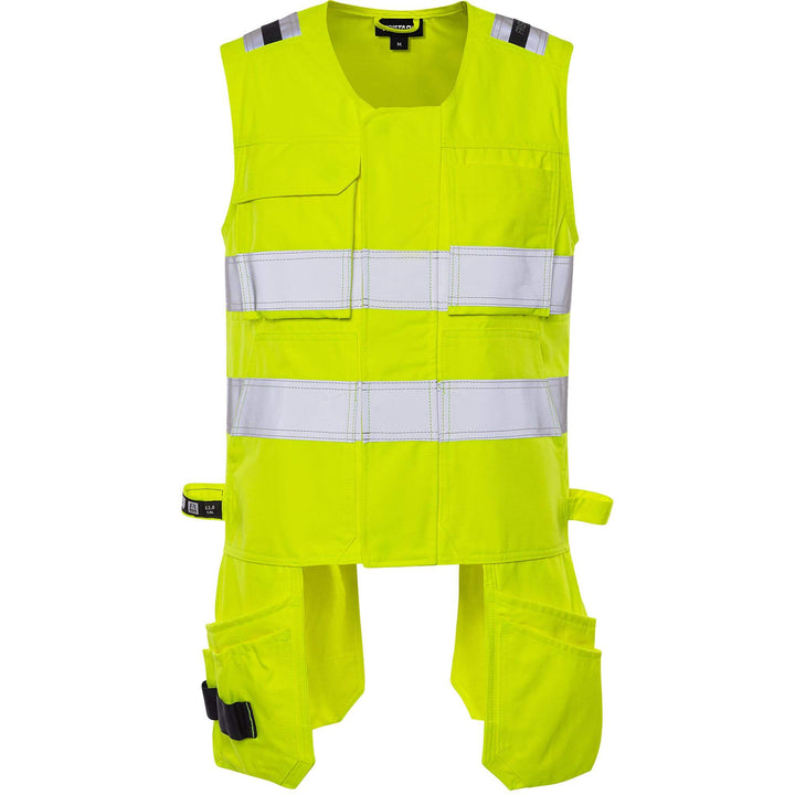 Fristads Flamestat Hi-Vis Flame Retardant Arc Waistcoat Class 2 - 5075 ATHS Hi-Vis Yellow Front1#colour_hi-vis-yellow