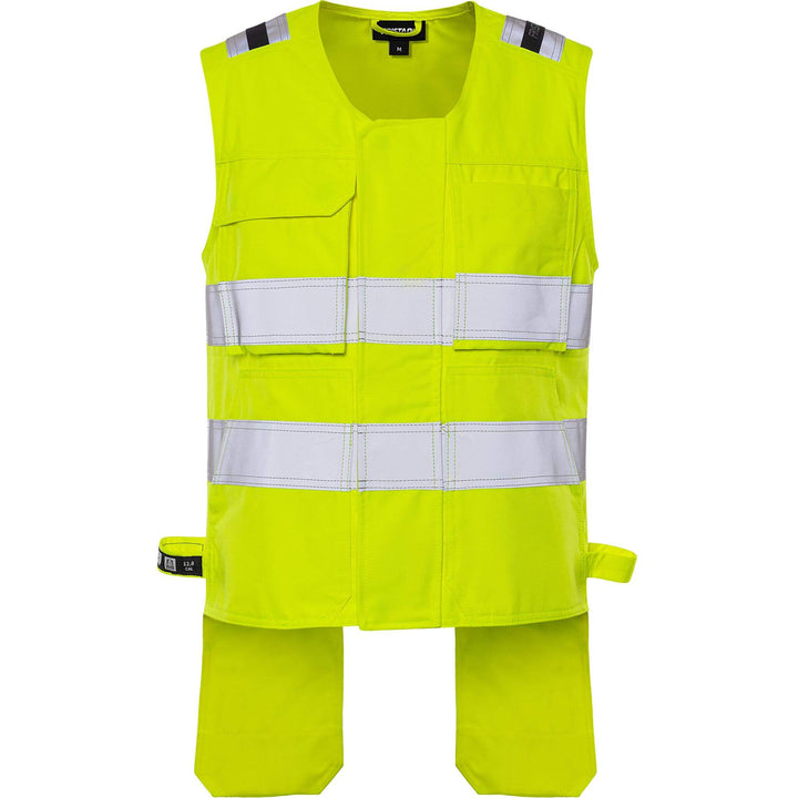 Fristads Flamestat Hi-Vis Flame Retardant Arc Waistcoat Class 2 - 5075 ATHS Hi-Vis Yellow Front2#colour_hi-vis-yellow