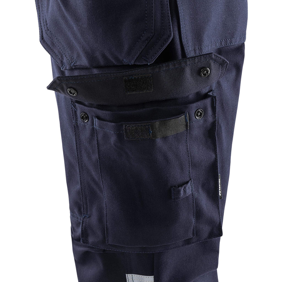 Fristads Flamestat Hi-Vis Flame Retardant Arc and Multi-Protective Craftsman Trousers Class 1 - 2074 ATHS Hi-Vis Yellow/Navy Detail1#colour_hi-vis-yellow-navy