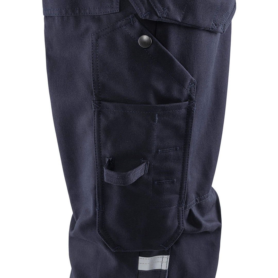 Fristads Flamestat Hi-Vis Flame Retardant Arc and Multi-Protective Craftsman Trousers Class 1 - 2074 ATHS Hi-Vis Yellow/Navy Detail2#colour_hi-vis-yellow-navy