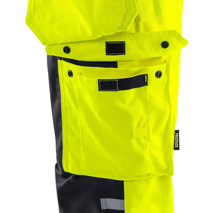 Fristads Flamestat Hi-Vis Flame Retardant Arc and Multi-Protective Craftsman Trousers Class 2 - 2075 ATHS Hi-Vis Yellow/Navy Detail1#colour_hi-vis-yellow-navy