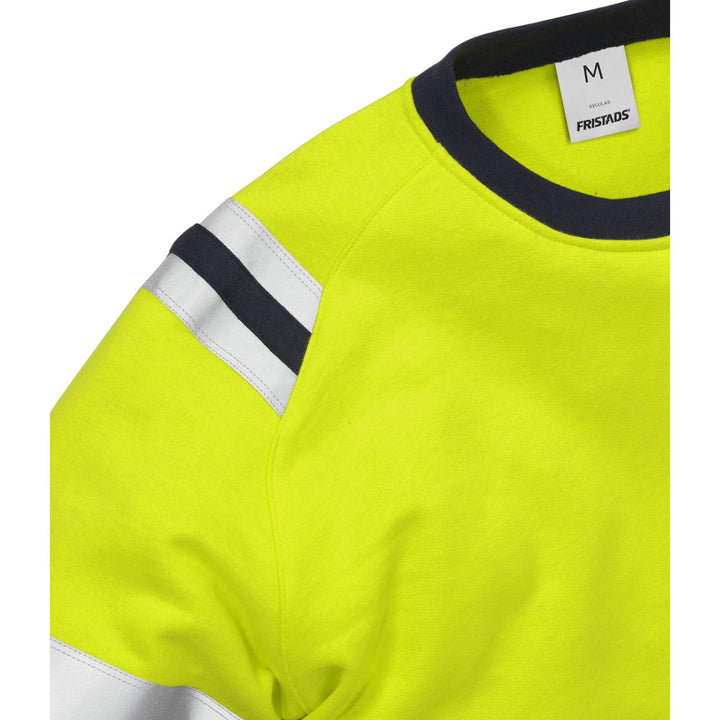 Fristads Flamestat Hi-Vis Flame Retardant Arc and Multi-Protective Sweatshirt Class 3 - 7076 SFLH Hi-Vis Yellow/Navy Detail1#colour_hi-vis-yellow-navy