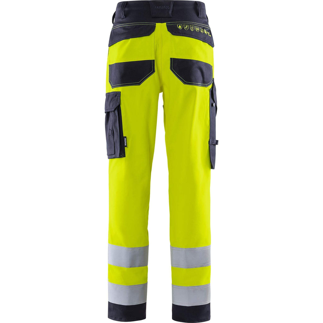 Fristads Flamestat Hi-Vis Flame Retardant Stretch Trousers Class 2 - 2161 ATHF Hi-Vis Yellow/Navy Back1#colour_hi-vis-yellow-navy