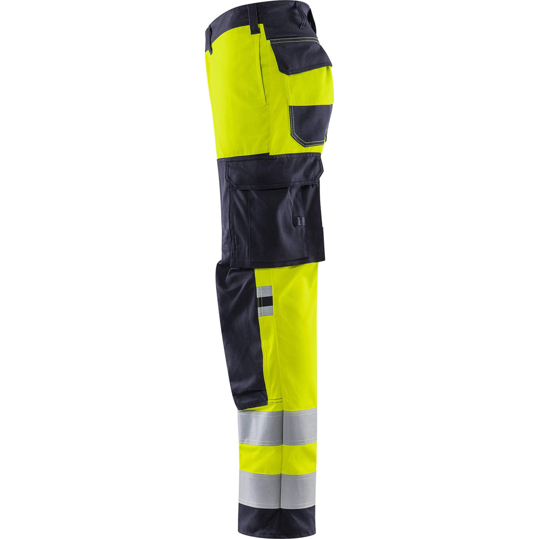 Fristads Flamestat Hi-Vis Flame Retardant Stretch Trousers Class 2 - 2161 ATHF Hi-Vis Yellow/Navy Back2#colour_hi-vis-yellow-navy