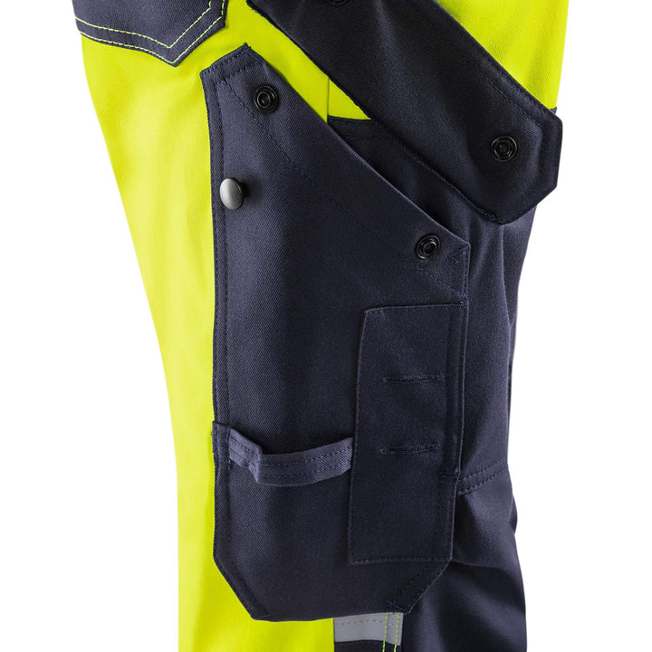 Fristads Flamestat Hi-Vis Flame Retardant Stretch Trousers Class 2 - 2161 ATHF Hi-Vis Yellow/Navy Detail2#colour_hi-vis-yellow-navy