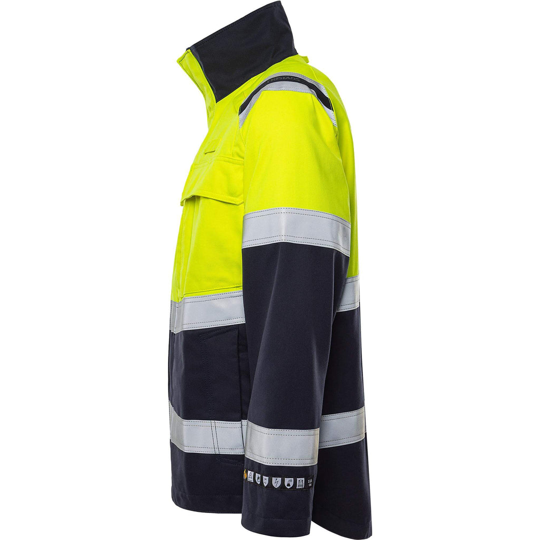 Fristads Flamestat Hi-Vis Flame retardant Arc and Multi-Protective Jacket Class 2 - 4176 ATHS Hi-Vis Yellow/Navy Back2#colour_hi-vis-yellow-navy