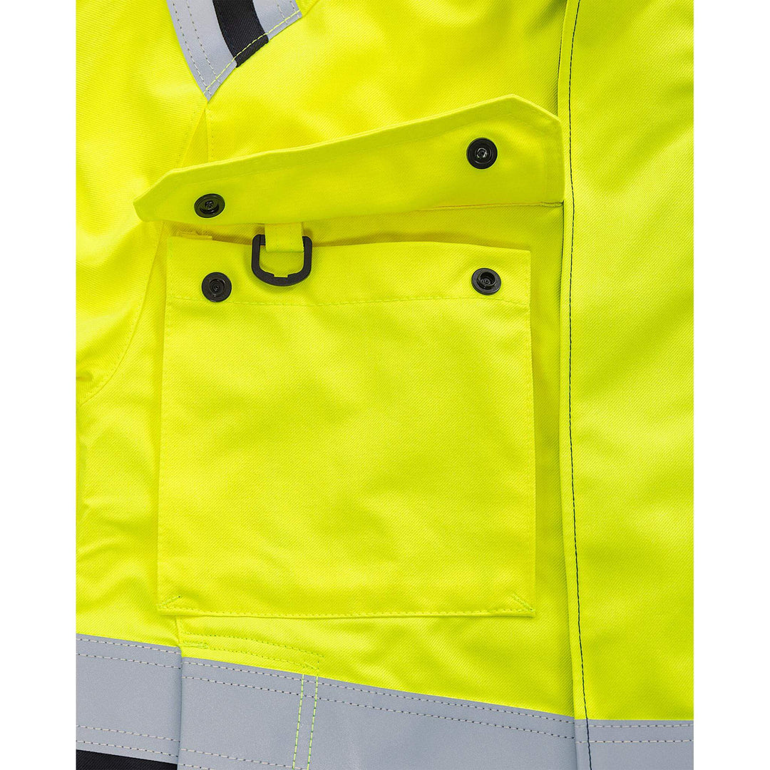 Fristads Flamestat Hi-Vis Flame retardant Arc and Multi-Protective Jacket Class 2 - 4176 ATHS Hi-Vis Yellow/Navy Detail2#colour_hi-vis-yellow-navy