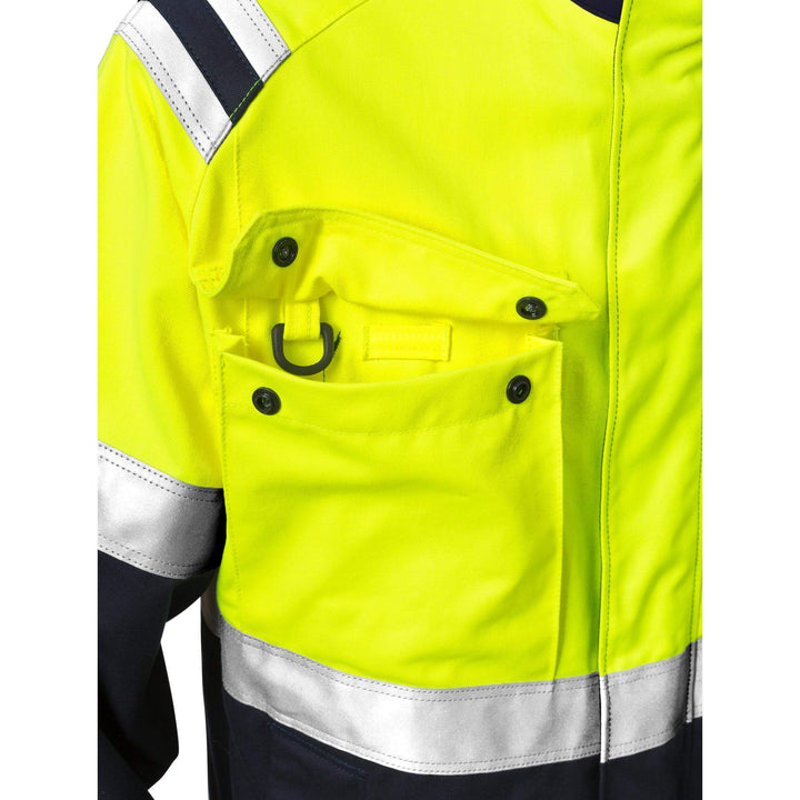 Fristads Flamestat Hi-Vis Flame retardant Arc and Multi-Protective Jacket Class 2 - 4176 ATHS Hi-Vis Yellow/Navy Detail3#colour_hi-vis-yellow-navy