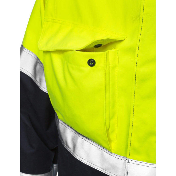 Fristads Flamestat Hi-Vis Flame retardant Arc and Multi-Protective Jacket Class 2 - 4176 ATHS Hi-Vis Yellow/Navy Detail4#colour_hi-vis-yellow-navy