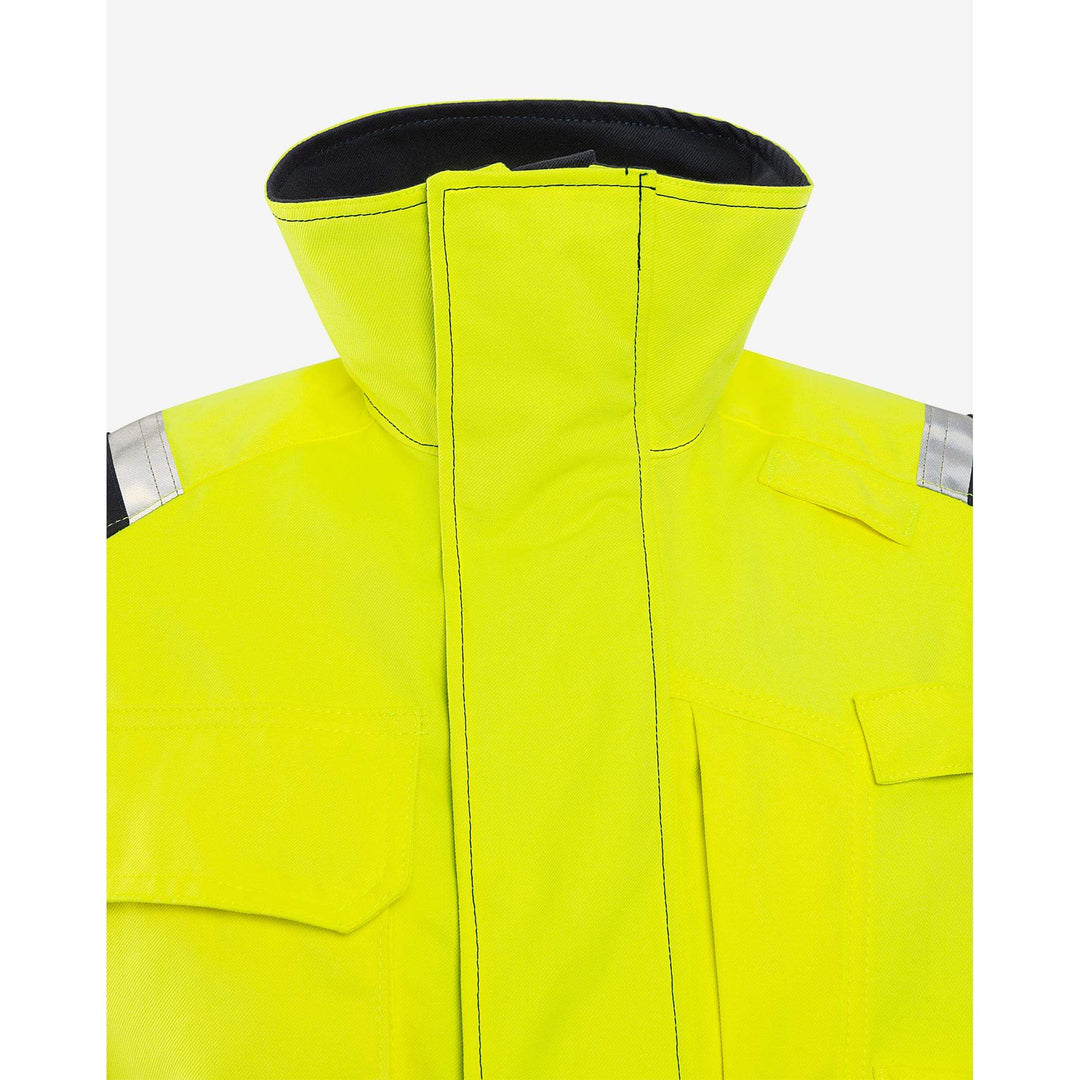 Fristads Flamestat Hi-Vis Flame retardant Arc and Multi-Protective Jacket Class 3 - 4175 ATHS Hi-Vis Yellow/Navy Detail1#colour_hi-vis-yellow-navy