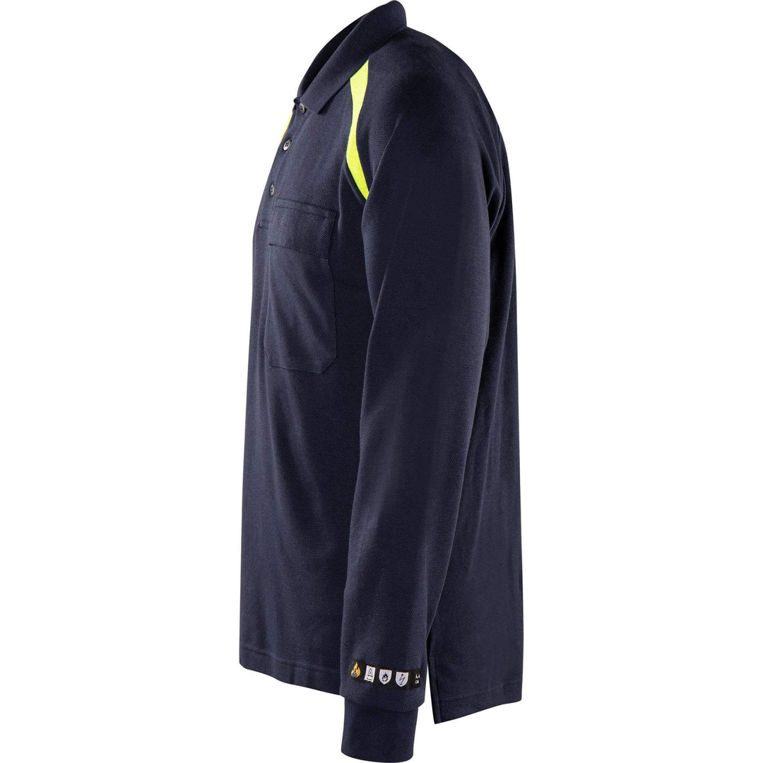 Fristads Flamestat Long Sleeve Flame Retardant Arc and Multi-Protective Polo Shirt - 784 PFLA Navy Detail1#colour_navy