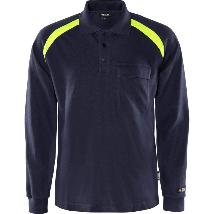 Fristads Flamestat Long Sleeve Flame Retardant Arc and Multi-Protective Polo Shirt - 784 PFLA Navy Front1#colour_navy
