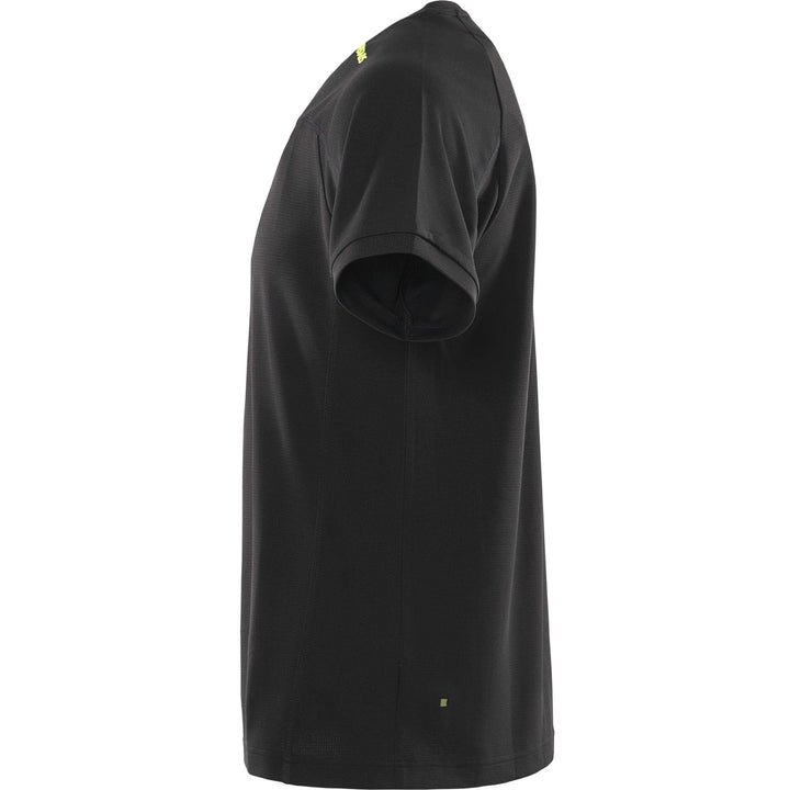 Fristads Functional Moisture-Wicking T-Shirt - 7554 GPIN Black/Hi-Vis Yellow Back2#colour_black-hi-vis-yellow