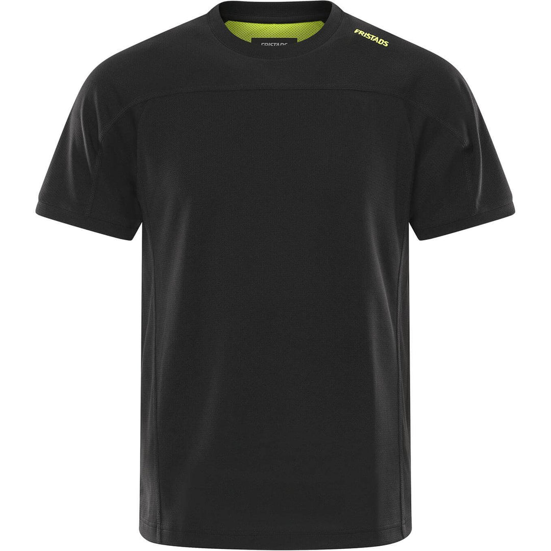 Fristads Functional Moisture-Wicking T-Shirt - 7554 GPIN Black/Hi-Vis Yellow Front1#colour_black-hi-vis-yellow