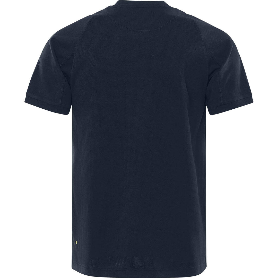 Fristads Functional Moisture-Wicking T-Shirt - 7554 GPIN Dark Navy/Hi-Vis Yellow Back1#colour_dark-navy-hi-vis-yellow
