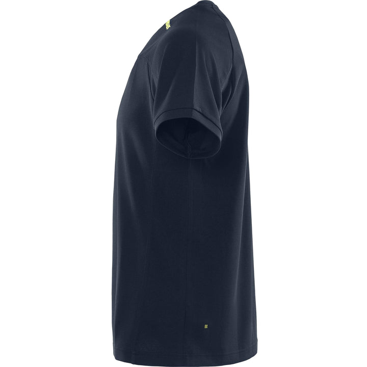 Fristads Functional Moisture-Wicking T-Shirt - 7554 GPIN Dark Navy/Hi-Vis Yellow Back2#colour_dark-navy-hi-vis-yellow
