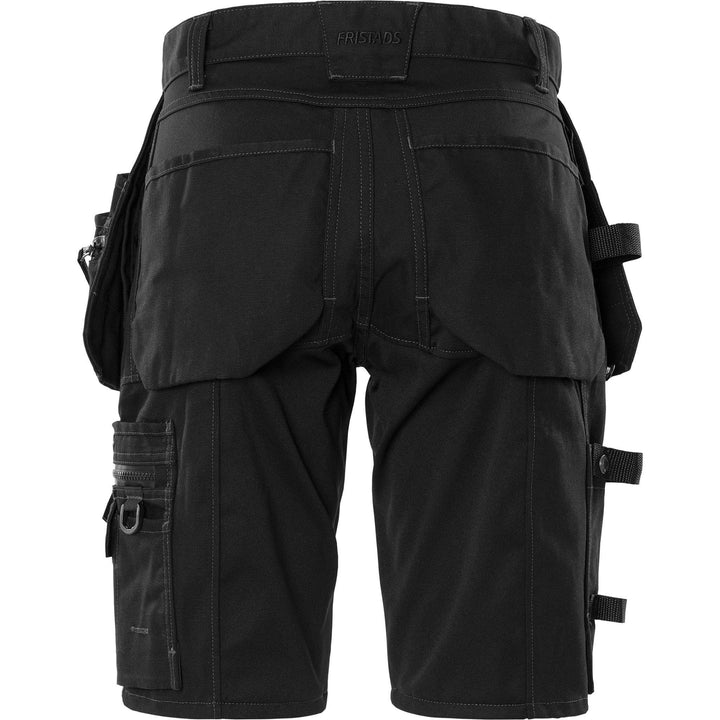 Fristads Green Craftsman 4-Way-Stretch Holster Pocket Shorts - 2532 GCYD Black Back1#colour_black