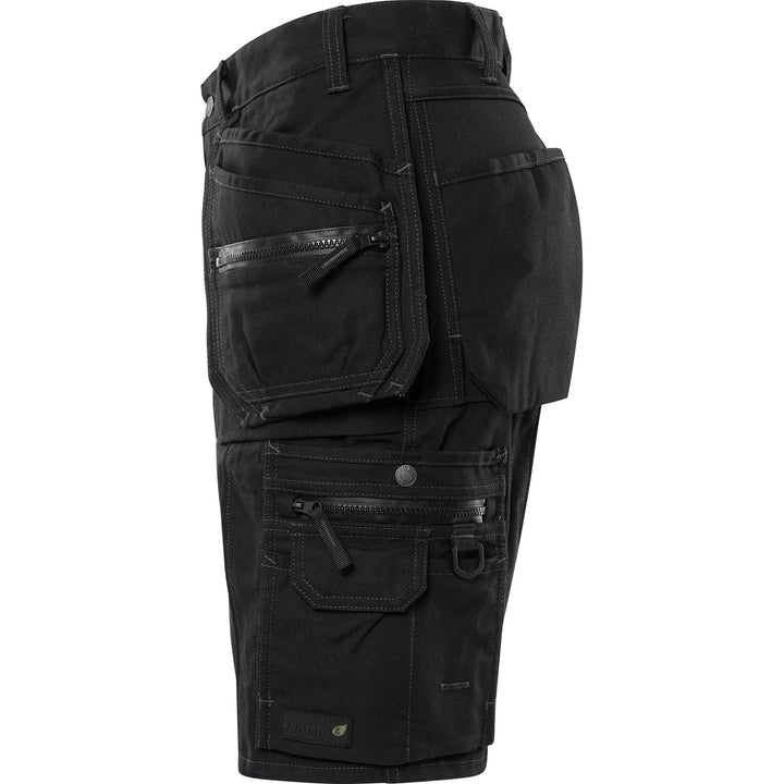 Fristads Green Craftsman 4-Way-Stretch Holster Pocket Shorts - 2532 GCYD Black Back2#colour_black