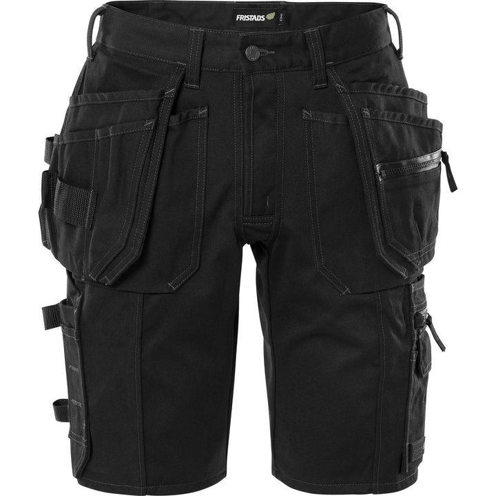 Fristads Green Craftsman 4-Way-Stretch Holster Pocket Shorts - 2532 GCYD Black Front1#colour_black