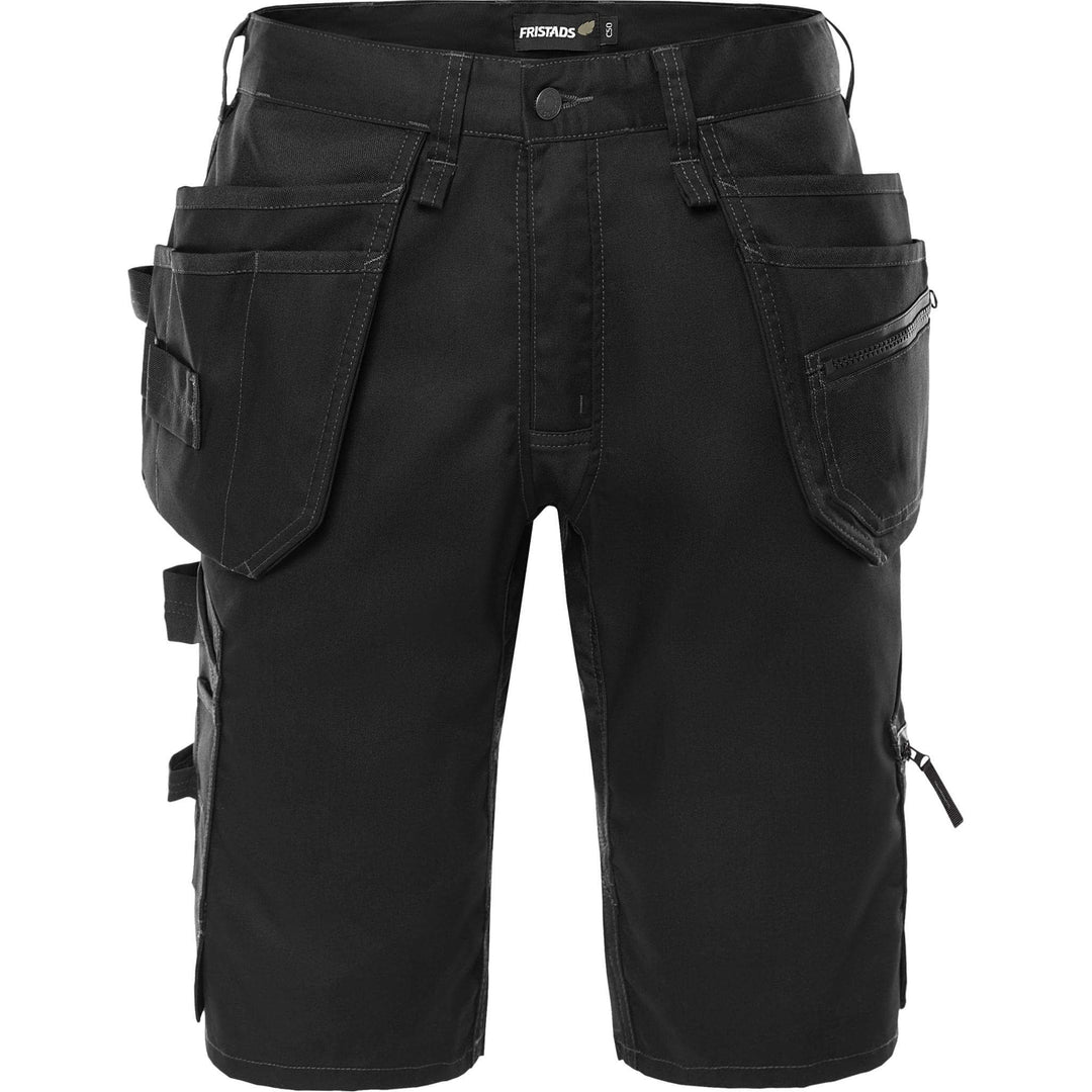 Fristads Green Craftsman 4-Way-Stretch Holster Pocket Shorts - 2902 GWM Black Front1#colour_black