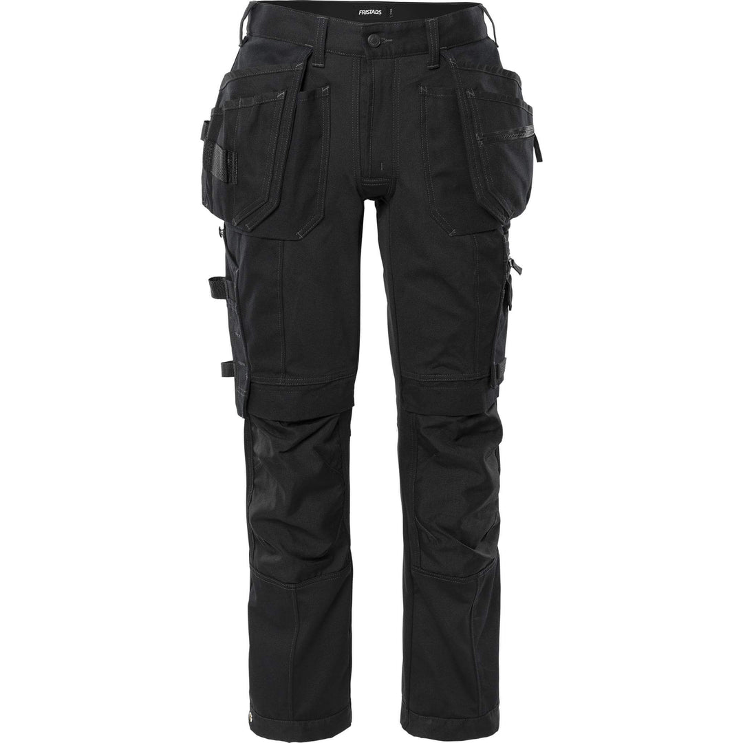 Fristads Green Craftsman 4-Way-Stretch Holster Pocket Trousers - 2530 GCYD Black Front1#colour_black